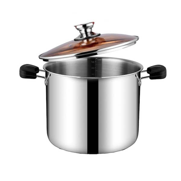 Tri-Ply Stainless Steel Stock Pot 12 qt. with Lid and Anti-Scald Handles, Induction Compatible for Cooking Soup, Stewing
