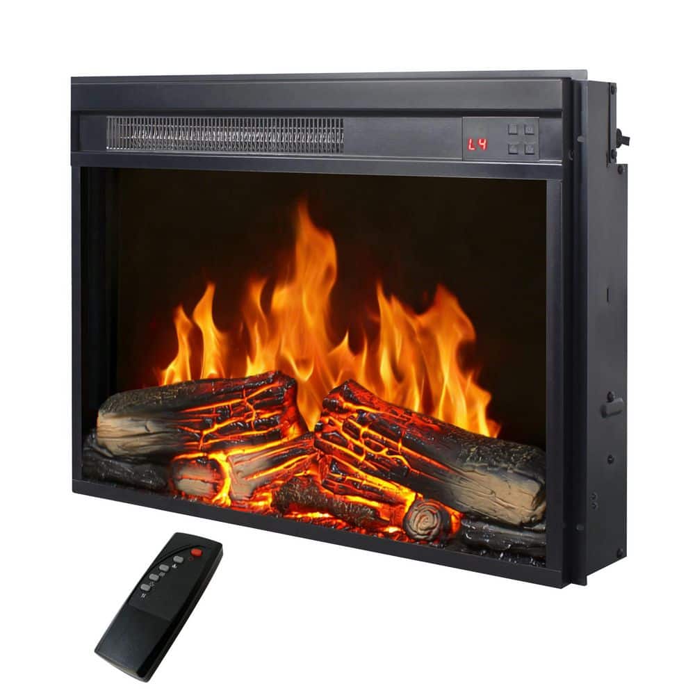 23 in. Ventless Electric Fireplace Insert, Ultra Thin with Log Set, Realistic Flame & Remote price history on PriceWatchPro