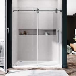 UKS04 56 to 60 in. W x 72 in. H Sliding Frameless Shower Door in Space Gray, Enduro Shield 3/8 in. SGCC Clear Glass