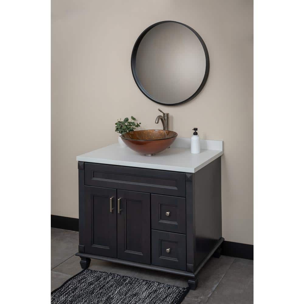 Bronze Tempered Glass Round Above-Counter Bathroom Sink