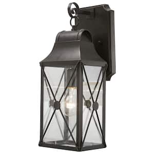 De Luz Oil Rubbed Bronze with Gold Highlights Outdoor Hardwired 6.5-in. Lantern Sconce with No Bulbs Included