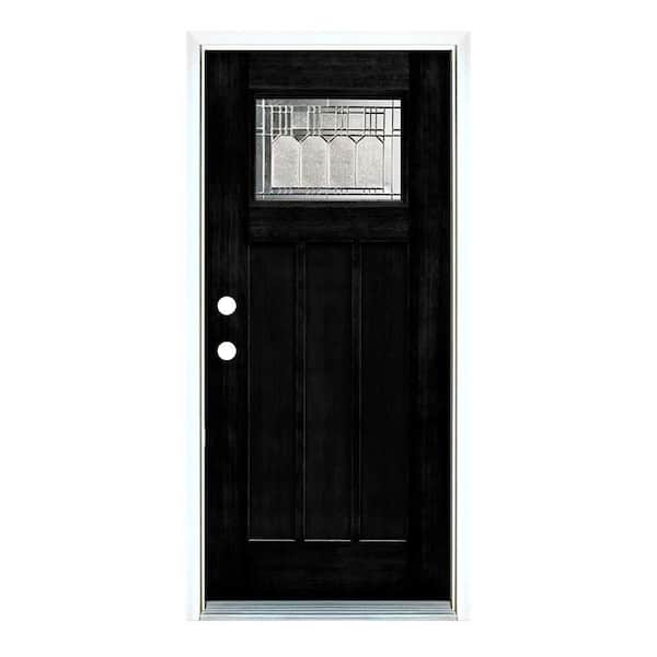 MP Doors 36 in. x 80 in. Right-Hand Inswing Classic Craftsman Vintage Glass Black Stained Fiberglass Prehung Front Door