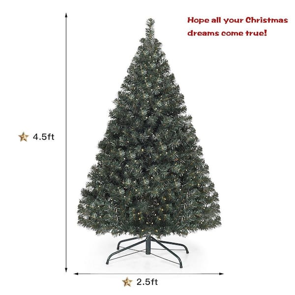 Angeles Home 8 ft. White Pre-Lit Hinged Artificial Christmas Tree with Remote Control Lights