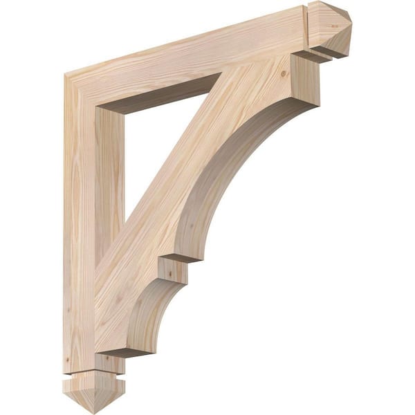 Ekena Millwork 3.5 in. x 28 in. x 28 in. Douglas Fir Balboa Arts and Crafts Smooth Bracket