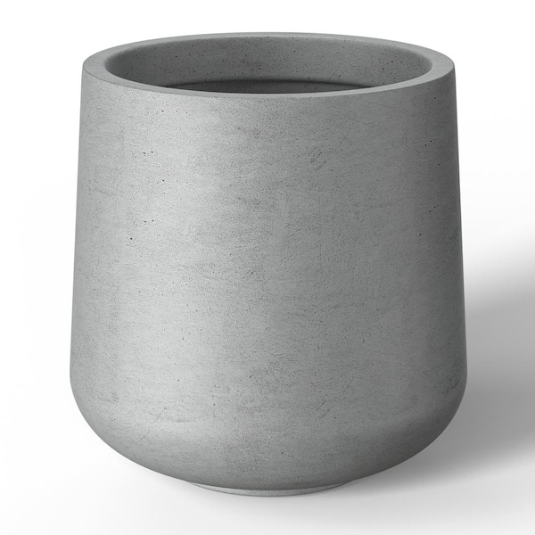 Lightweight 15.5in. x 17.5in. Stone Finish Extra Large Tall Round Concrete Plant Pot / Planter for Indoor & Outdoor