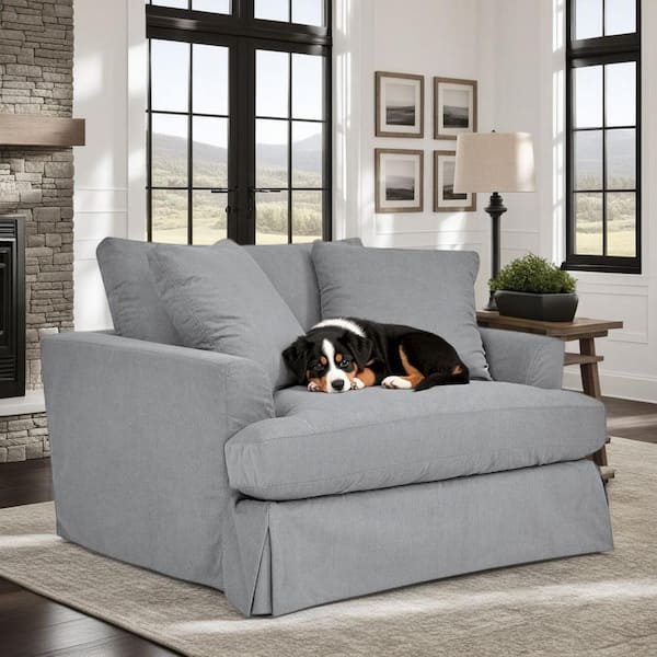 Armen Living Ciara Slate Gray Fabric Arm Chair