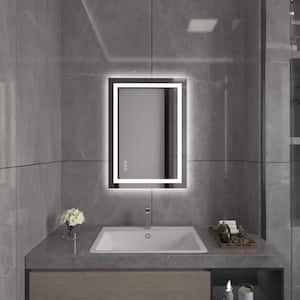 20 in. W x 28 in. H Rectangular Frameless Anti-Fog Wall Mounted Bathroom Vanity Mirror in Silver with LED Light