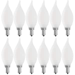 40- -Watt Equivalent CA10 Candelabra Dimmable Filament CEC Frosted Glass Chandelier LED Light Bulb, Daylight (12-Pack)