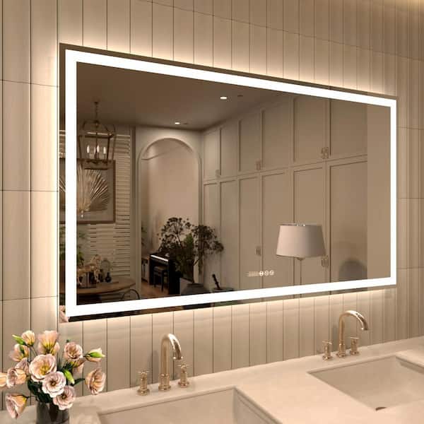 TaiMei 60 in. W x 36 in. H Rectangular Frameless LED Wall Bathroom Vanity Mirror