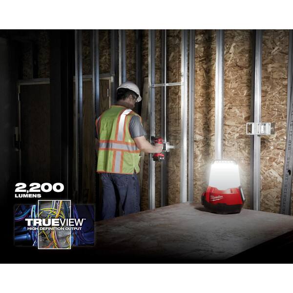 Milwaukee M18 18 Volt 2200 Lumens Cordless Radius LED Compact Site Light with Flood Mode Tool Only 2144 20 The Home Depot