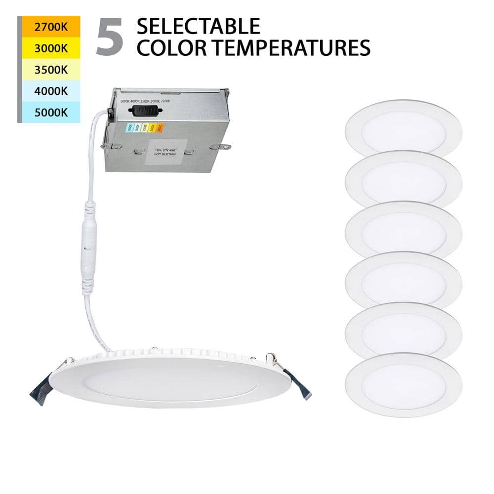 Lotos 4 in. Round Downlight Tunable CCT New Construction/Remodel Canless White Integrated LED Recessed Light Kit 6 Pack price history on PriceWatchPro