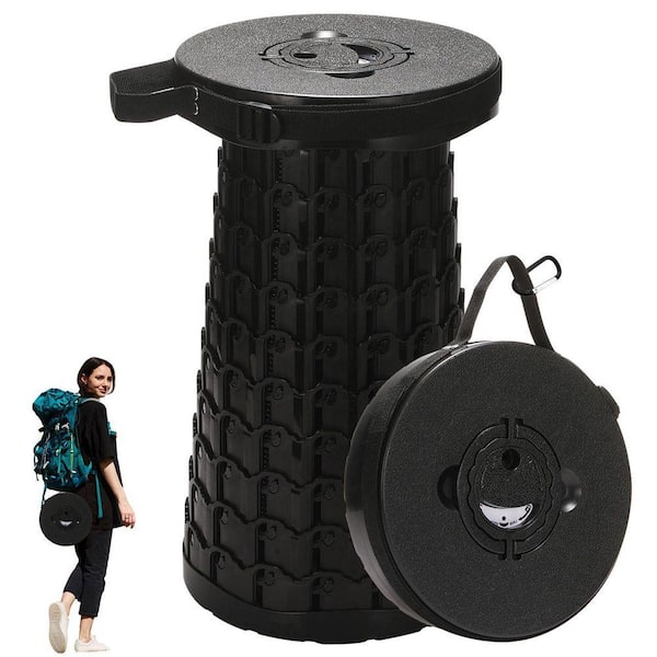 18 in. 800 lb. Capacity Collapsible Portable Folding Stool for Outdoor Camping, Travel, Music Festivals, Black
