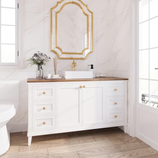 20 in. x 14 in. Rectangular Modern Above Counter Art Vessel Bathroom Sink in White Ceramic with Basin Overflow