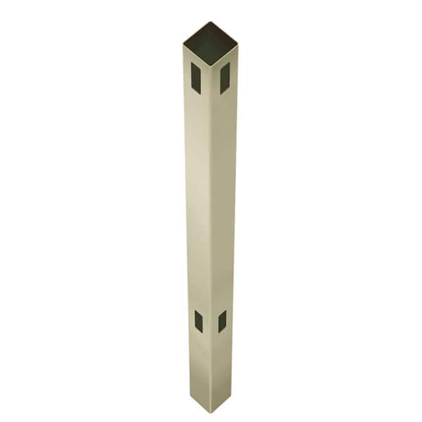 Veranda Pro Series 5 in. x 5 in. x 8 ft. Tan Vinyl Woodbridge Tan Routed Corner Fence Post