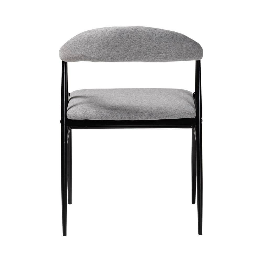 Orrin Gray Fabric and Black Metal Dining Chair Set of 4