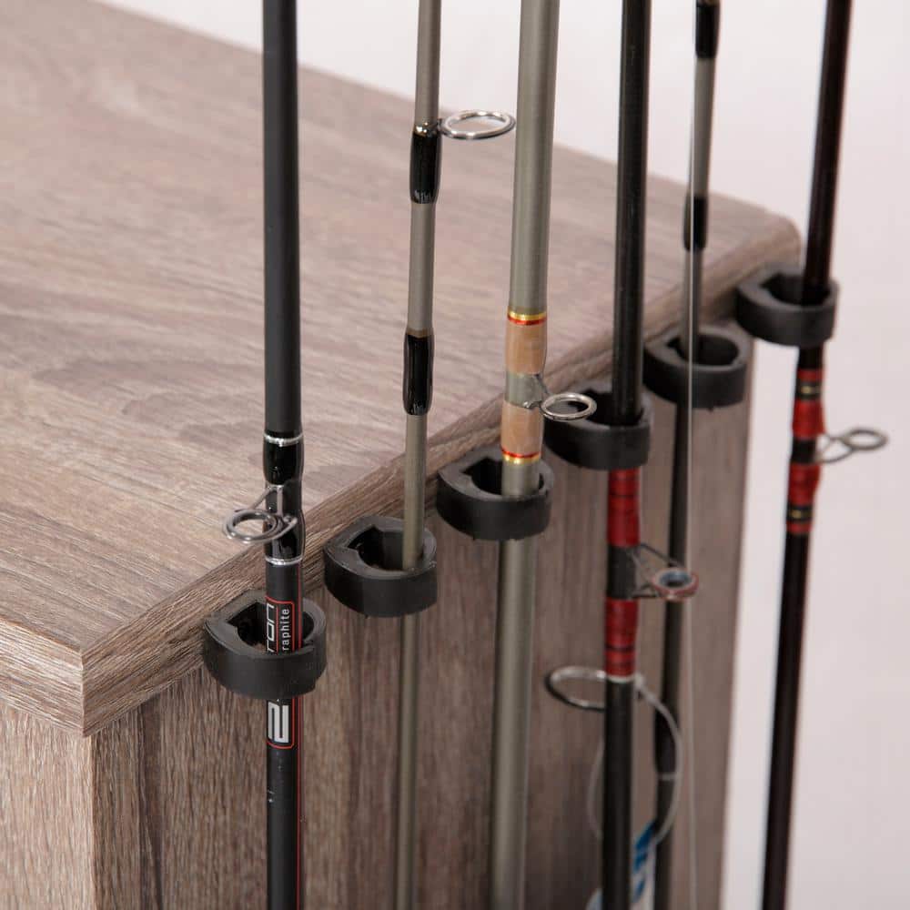 Barnwood Fishing Gear Storage Cabinet with Rod Holder