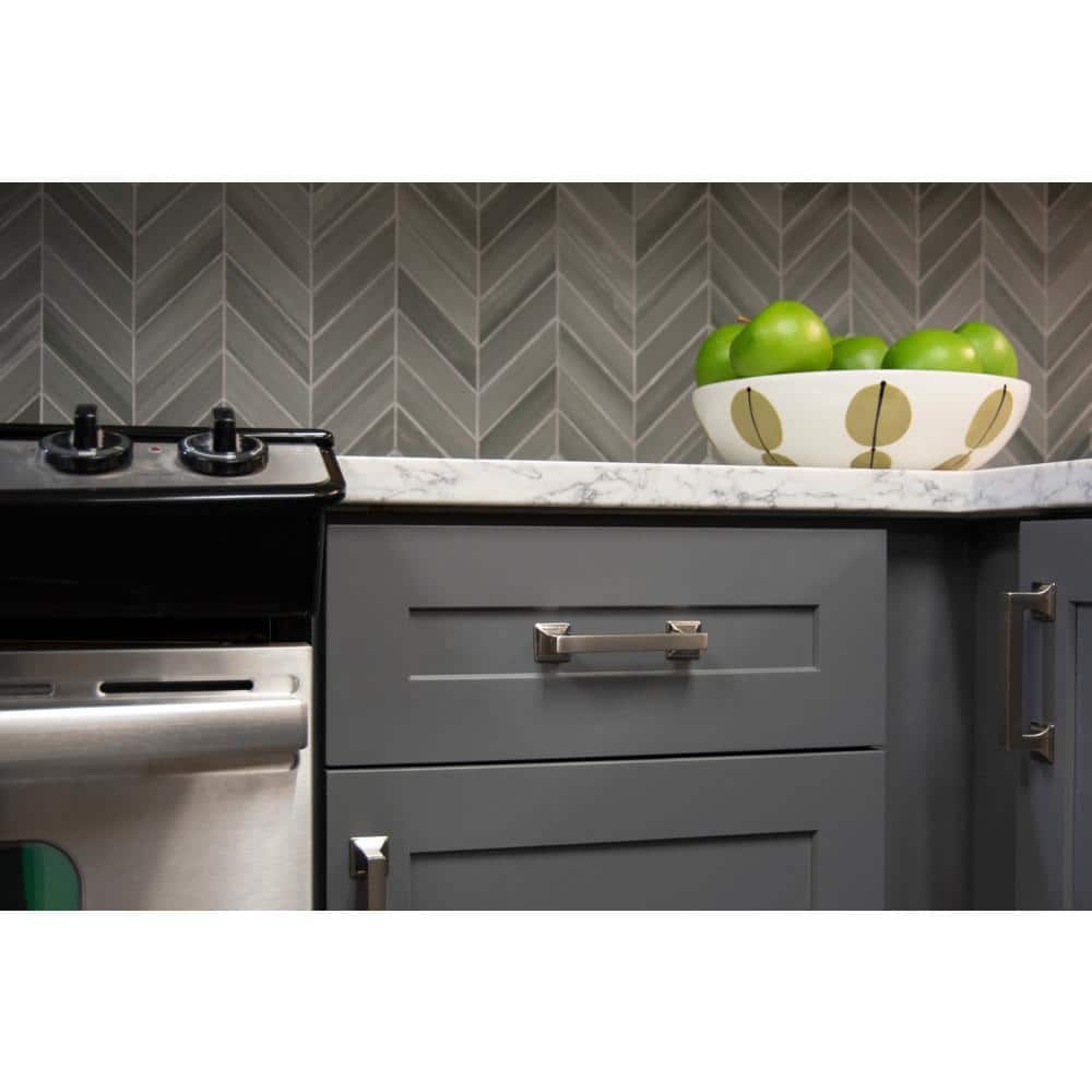 Satin Nickel Modern Cabinet Pull with Mounting Hardware