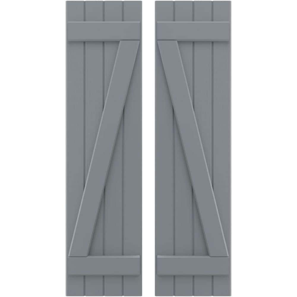 14 in. W x 78 in. H Americraft 4-Board Exterior Real Wood Joined Board and Batten Shutters with Z-Bar in Ocean Swell price history on PriceWatchPro