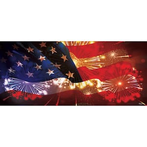 7 ft. x 16 ft. American Flag and Fireworks - Patriotic Garage Door Decor Mural for Double Car Garage