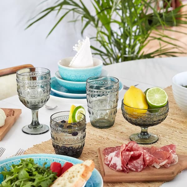 Fez 4-Piece 12oz. Grey Wine Glass Set