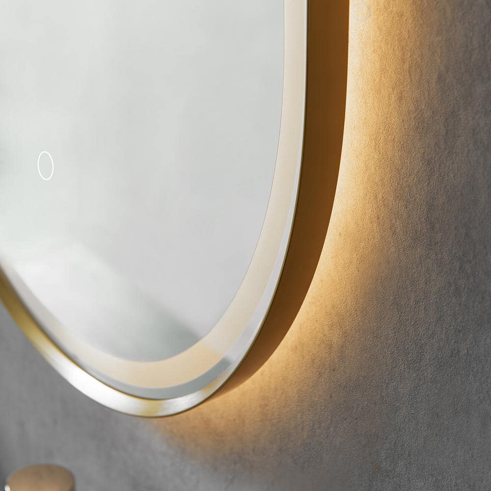 Oval Gold and Silver LED Lighted Bathroom Vanity Mirror