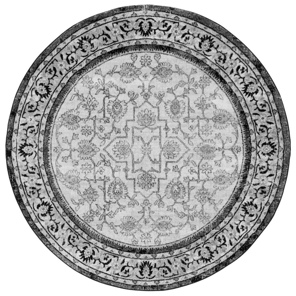 Brentwood 7 ft. x 7 ft. Black/Ivory Oriental Ornate Border Round Area Rug price history on PriceWatchPro