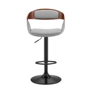 Gray Modern Upholstered Black Base Bar Stool