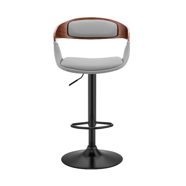 HomeRoots Gray Modern Upholstered Black Base Bar Stool