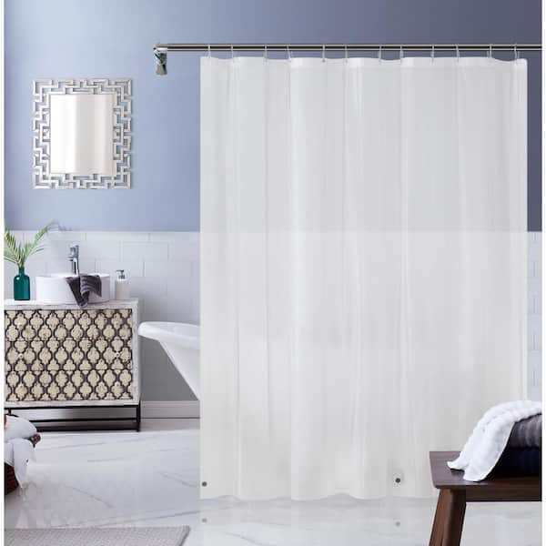 Dainty Home PEVA 72 in. W x 70 in. L in White Clear Shower Curtain with Magnets White Shower Curtain Waterproof Shower Curtain Liner