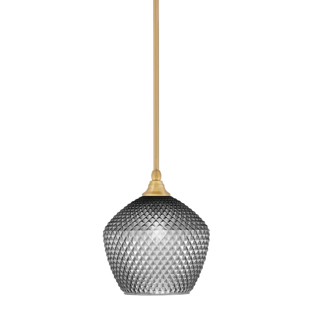 Sparta 100-Watt 1-Light New Age Brass Shaded Pendant Light Mini Pendant wit