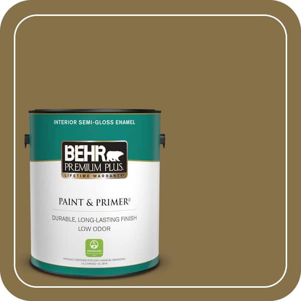BEHR PREMIUM PLUS 1 gal. #S320-7 African Plain Semi-Gloss Enamel Low Odor Interior Paint & Primer