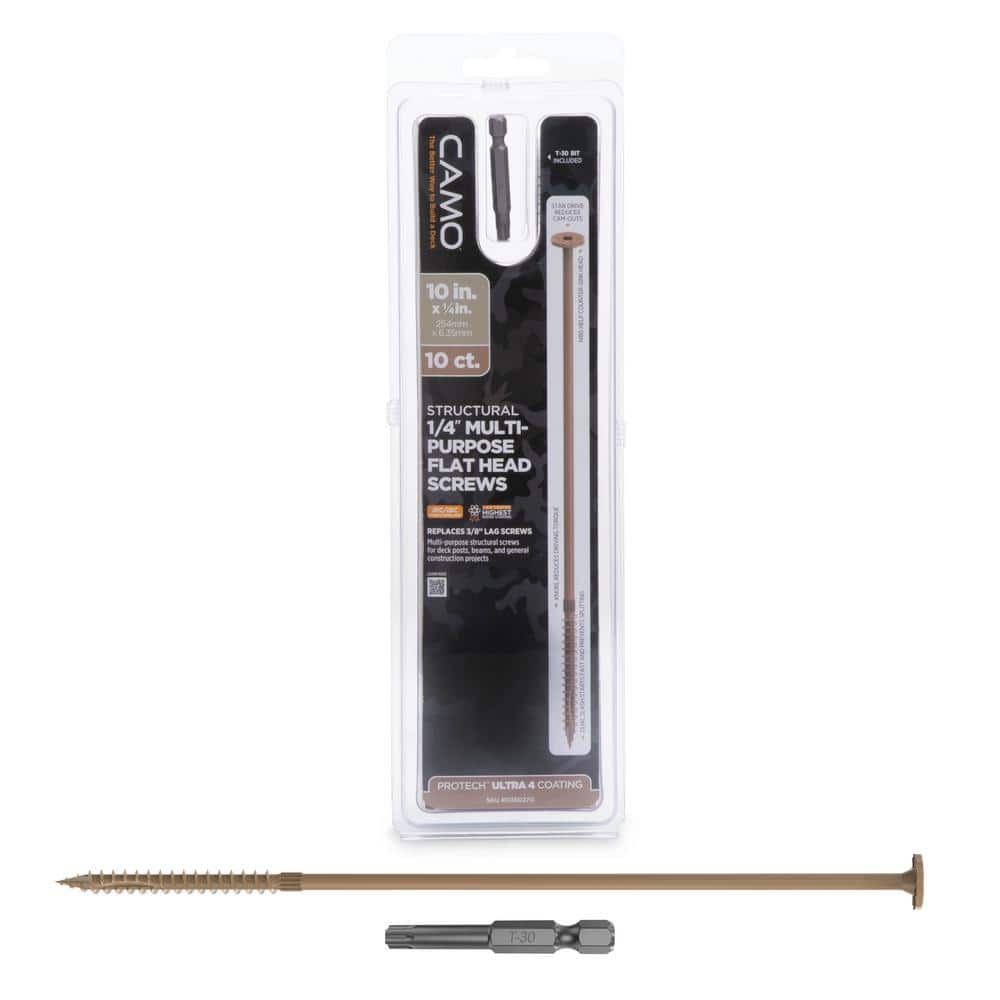 1/4 in. x 10 in. Star Drive Flat Head Multi-Purpose Structural Wood Screw - PROTECH Ultra 4 Exterior Coated (10-Pack) price history on PriceWatchPro