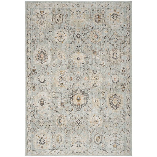 Oushak Home Mint 4 ft. x 6 ft. Floral Traditional Area Rug