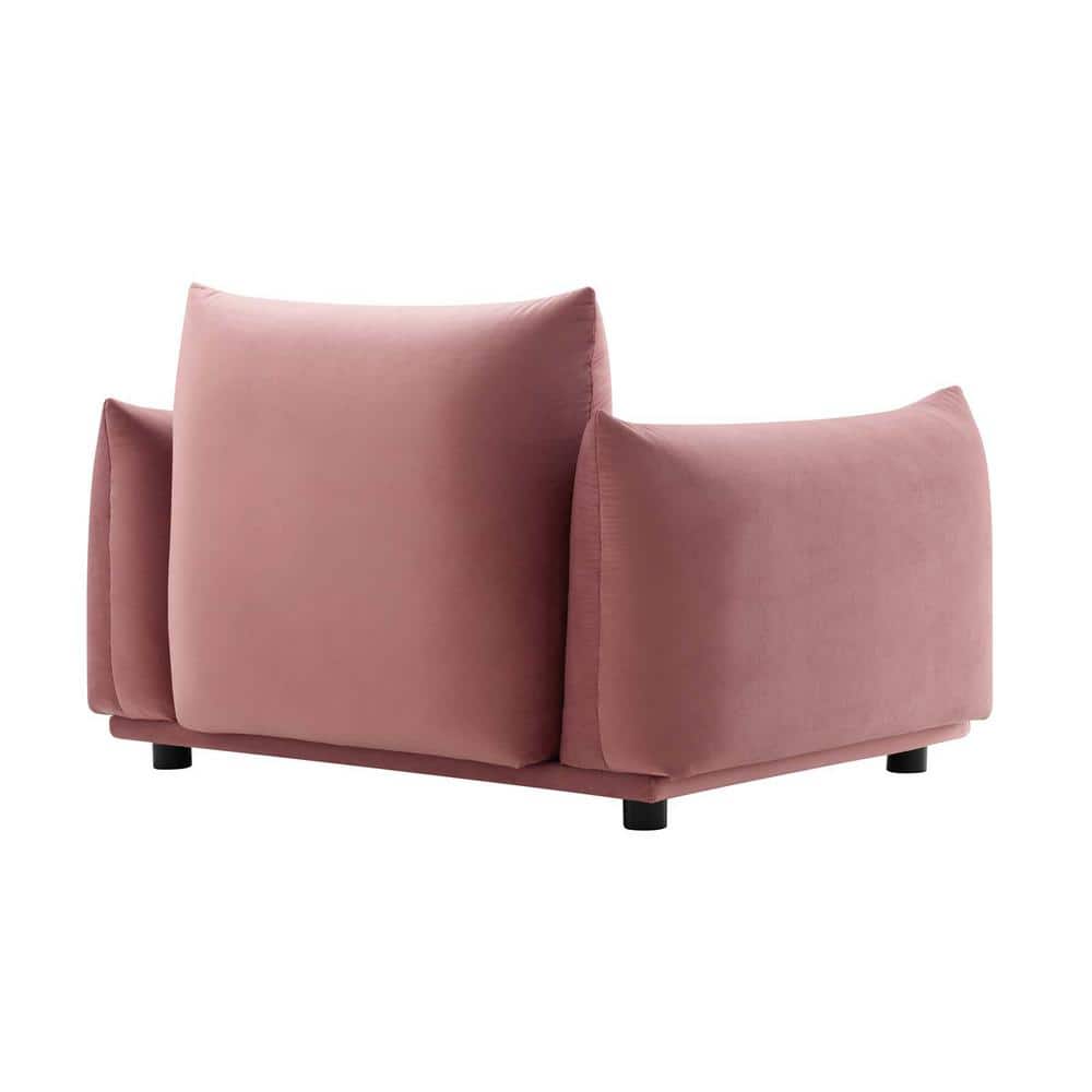 Dusty Rose Velvet Accent Chair with Manufactured Wood Frame