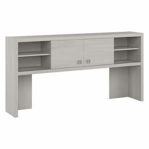 Echo 71.22 in. Gray Sand Computer Desk Hutch with Shelves