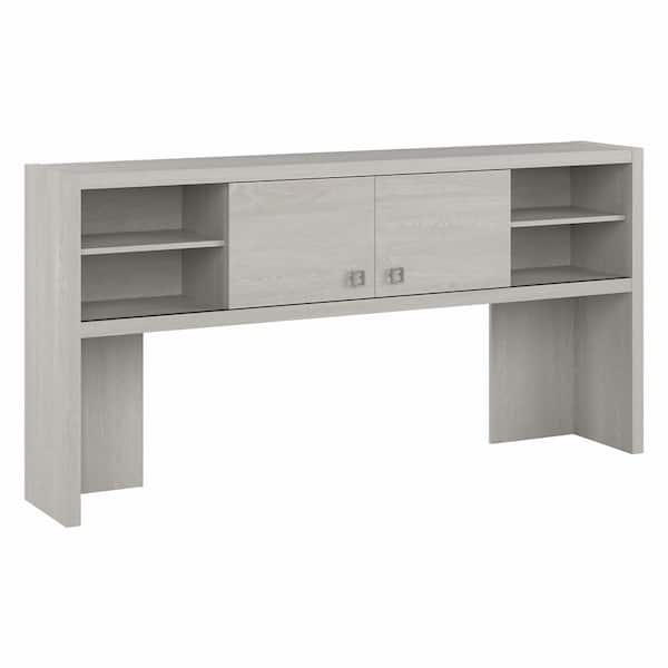Bush Furniture Echo 71.22 in. Gray Sand Computer Desk Hutch with Shelves