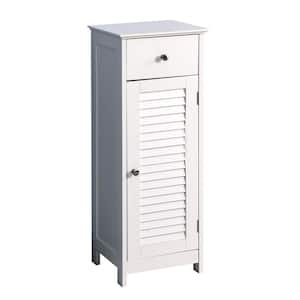 12.6 in. W x 11.8 in. D x 34.3 in. H White Linen Cabinet with Drawer and Single Shutter Door