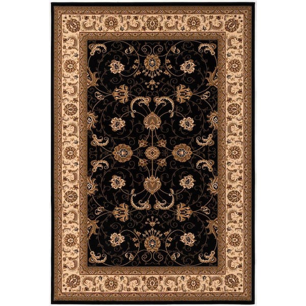 Majestic Black Beige, Traditional 3 ft. x 4 ft. Persian Indoor Doormat Rug