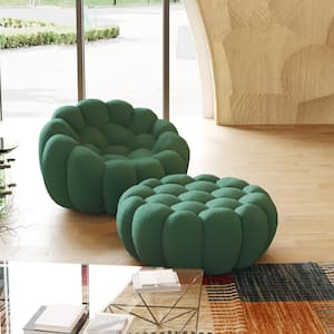 49 in. W Flared Arm 3D knitted Polyester 2-piece Curved Sectional Sofa in. Green with Ottoman