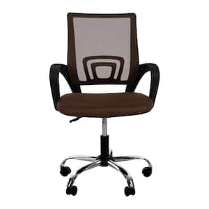 Executive Office Mesh Mid-Back Swivel Chair with Armrest, Lumbar Support, Brown in Height Adjustable