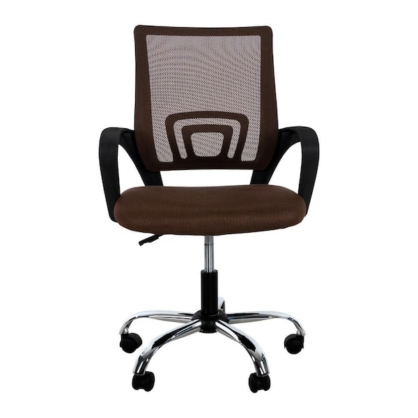 HOMESTOCK Fabric Adjustable Height Ergonomic Executive Office Chair in Brown with Arms