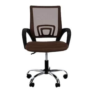 Fabric Adjustable Height Ergonomic Executive Office Chair in Brown with Arms