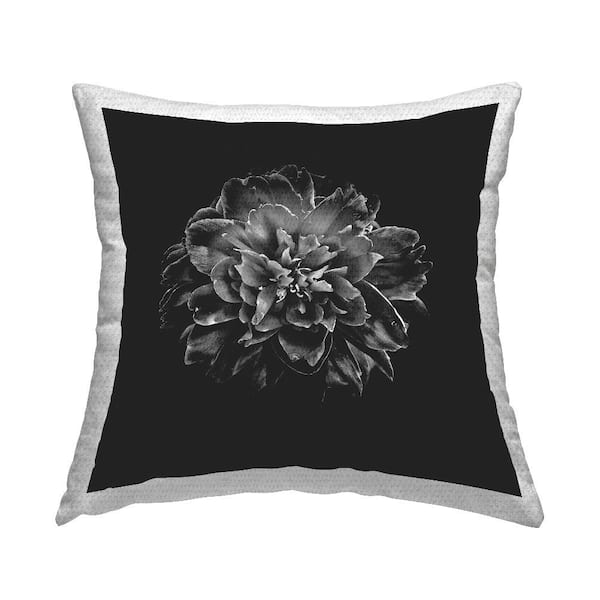Stupell Industries Dark Carnation on Black Black Square Outdoor Throw Pillow