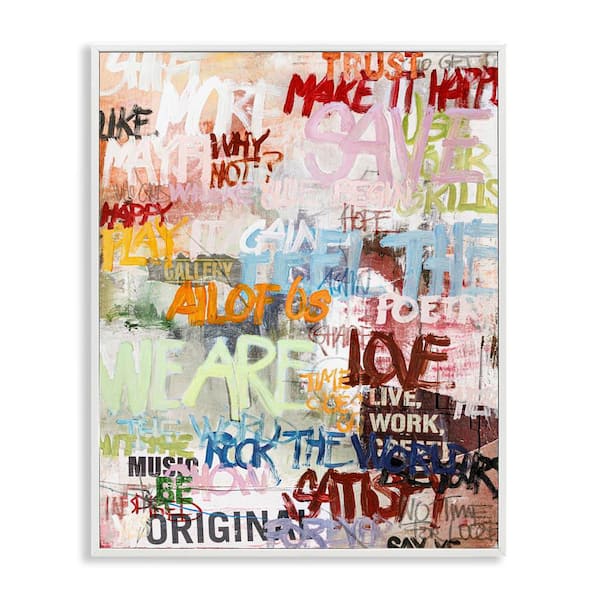 Stupell Industries Modern Graffiti Phrases by Design Fabrikken White Framed Abstract Giclee Art Print 20 in. x 16 in.