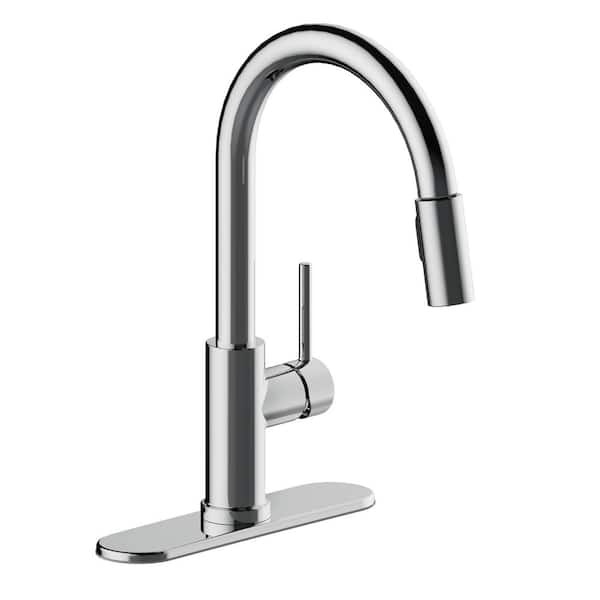 Design House Eastport II Modern Single Handle Pull Down Sprayer Kitchen Faucet in Polished Chrome