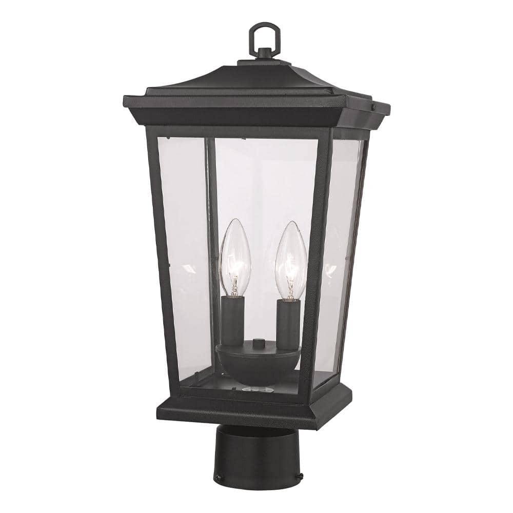 Bel Air Lighting Turlock 2 Light Black Outdoor Lamp Post Light Fixture With Clear Glass 50777 Bk 