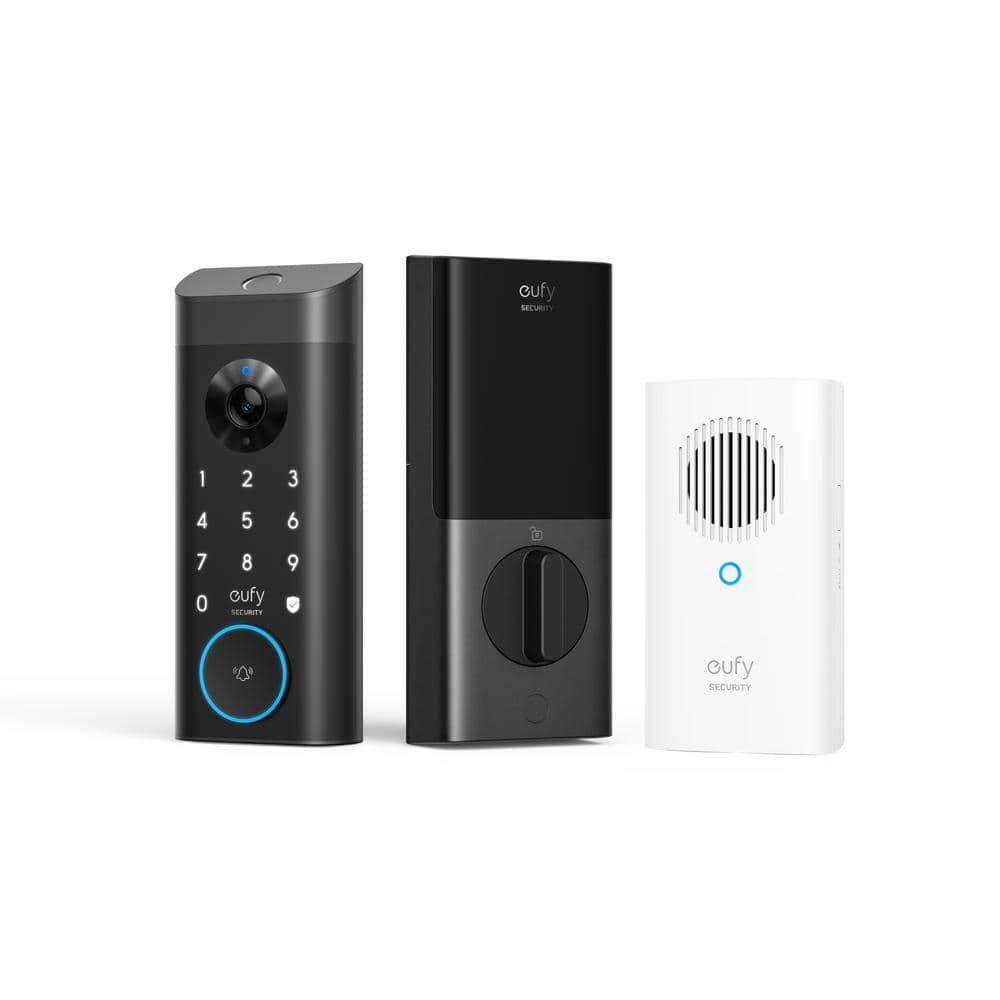 eufy Security E330 Black Video Smart Lock WiFi 3-in-1 Camera, Doorbell, and Fingerprint Keyless Entry Door Lock with Built-In Chime