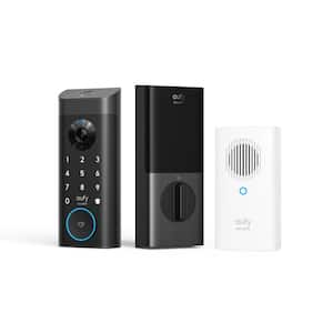 E330 Black Video Smart Lock WiFi 3-in-1 Camera, Doorbell, and Fingerprint Keyless Entry Door Lock with Built-In Chime