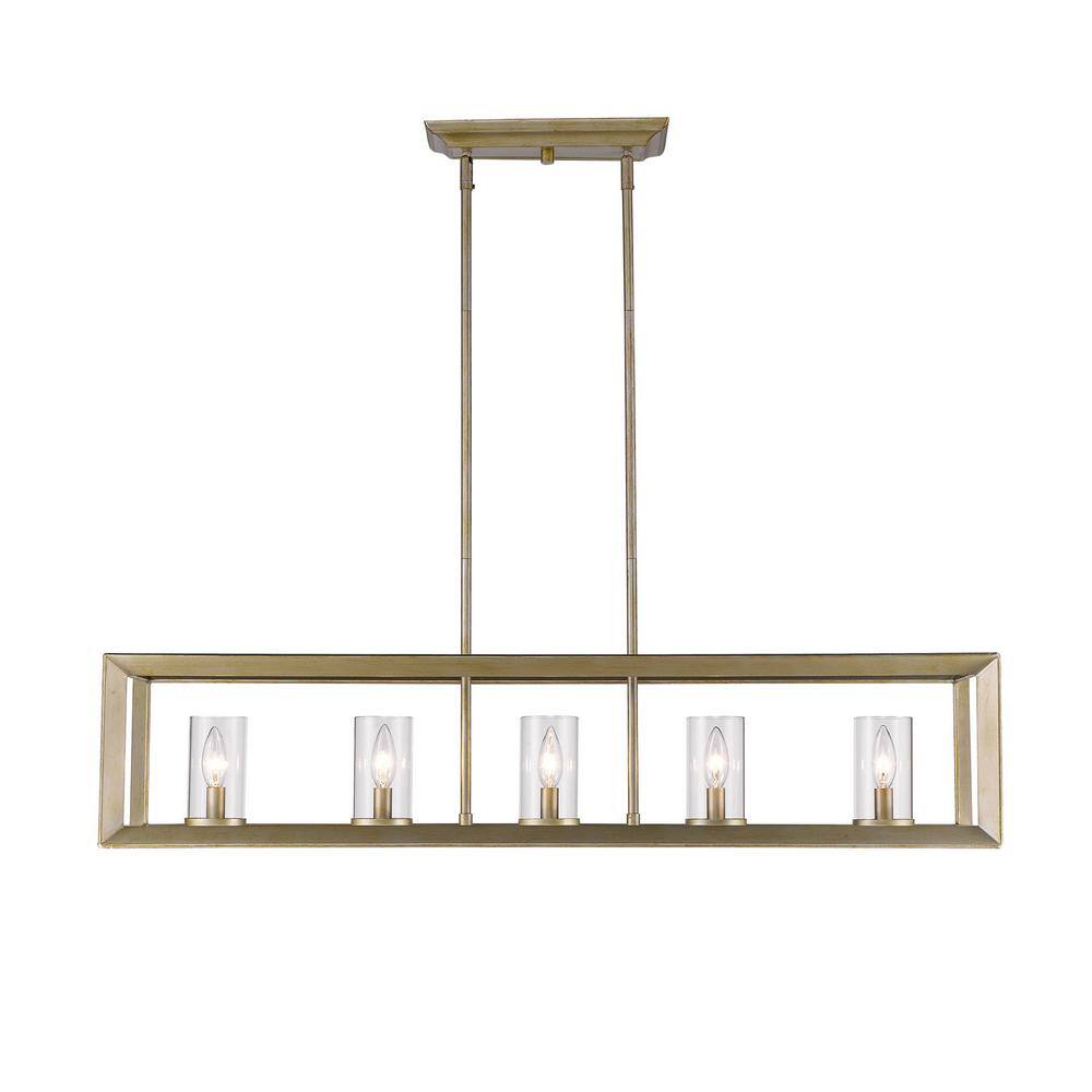 White Gold and Clear Glass Linear Pendant Light