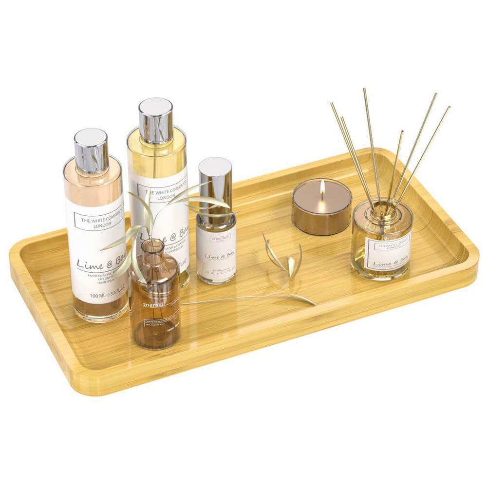 Dracelo Natural Bathroom Vanity Tray for Countertop - Bamboo Organizer Tray  for Dresser Tops, Toilet Small Decorative Tray B09N383MSL - The Home Depot
